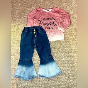Girls Top & Flared Jeans Outfit